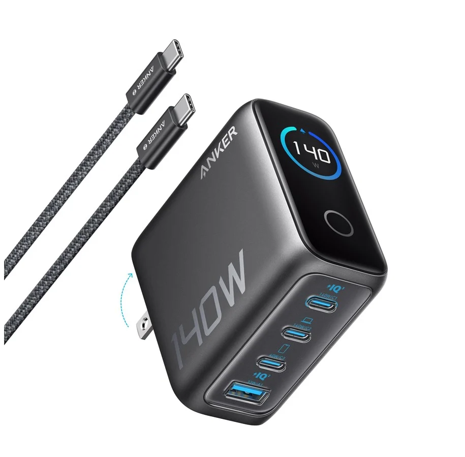 Anker Charger (140W, 4-Port, PD 3.1) - Gray