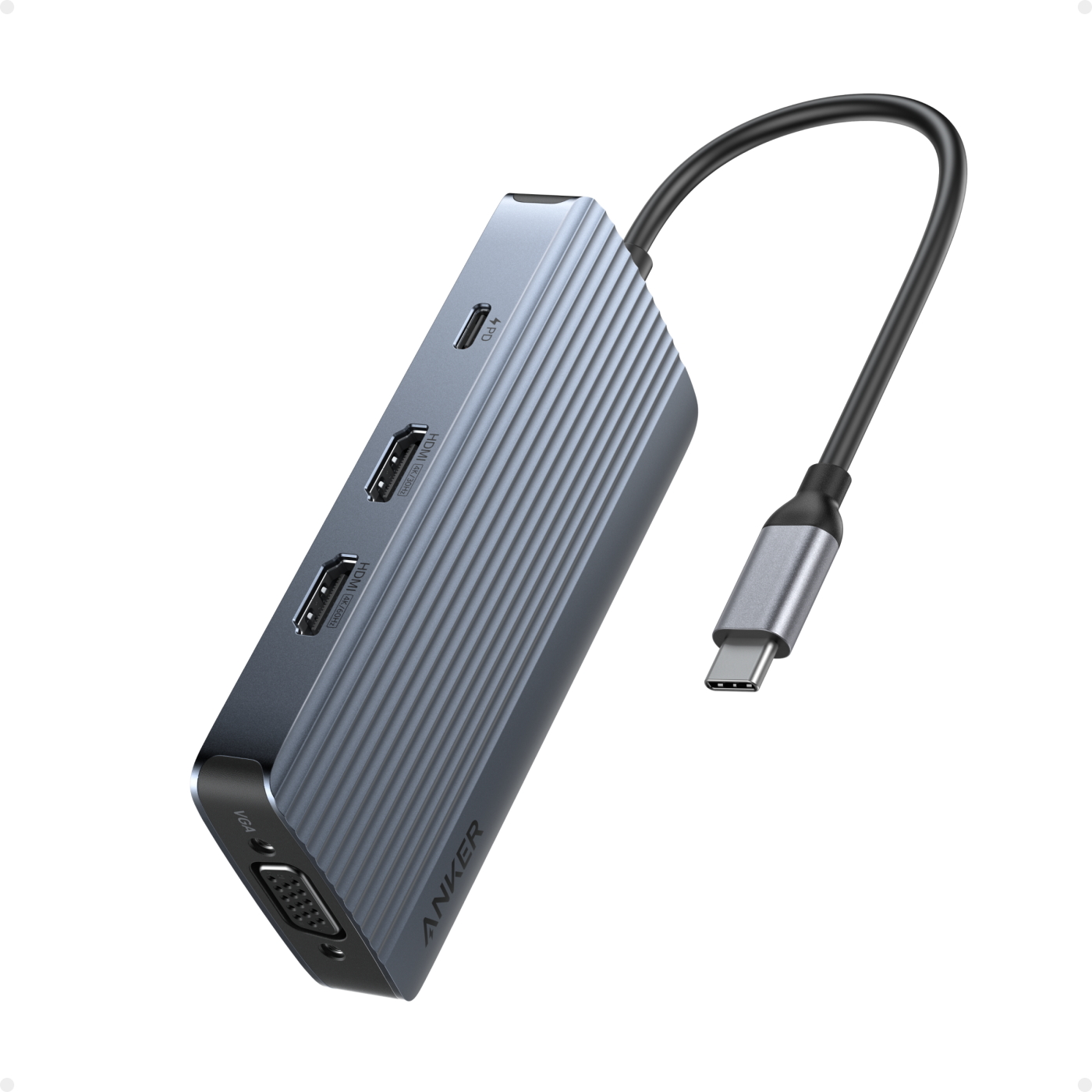 ANKER USB-C Hub (8-in-1, Triple Display) - Gray