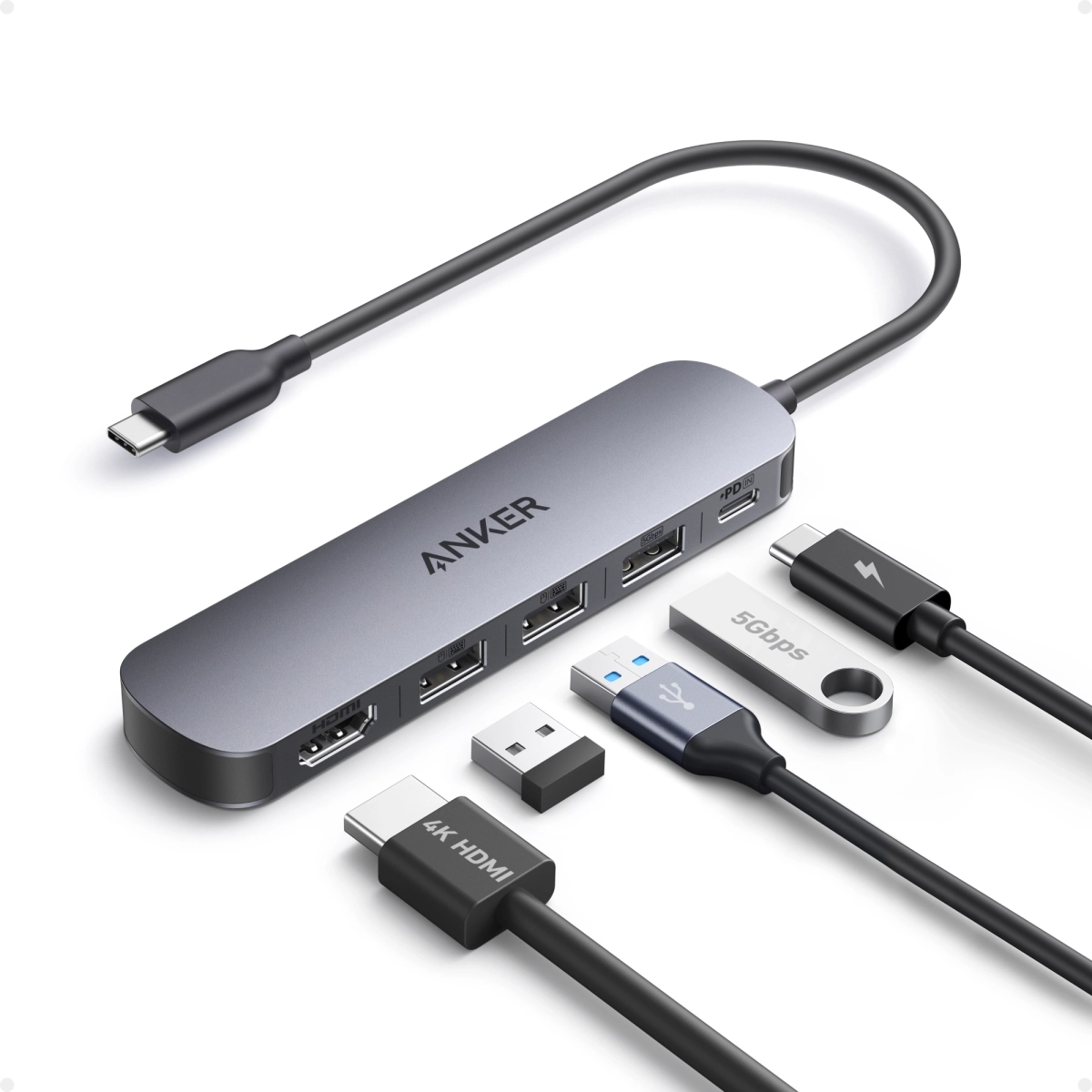 Anker USB-C Hub (5-in-1, 4K HDMI) Gray 